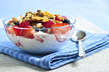 Image showing Yogurt with berries and granola