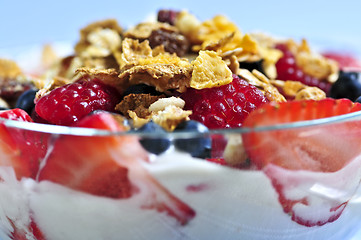 Image showing Yogurt with berries and granola