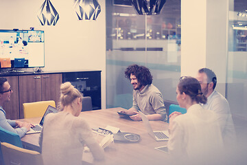 Image showing Startup Business Team At A Meeting at modern office building