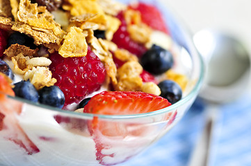 Image showing Yogurt with berries and granola