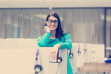 Image showing female call centre operator doing her job