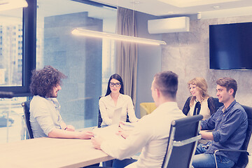 Image showing Startup Business Team At A Meeting at modern office building