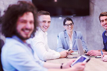 Image showing Startup Business Team At A Meeting at modern office building