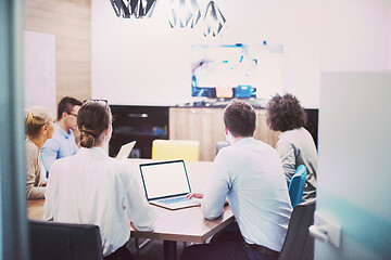 Image showing Startup Business Team At A Meeting at modern office building