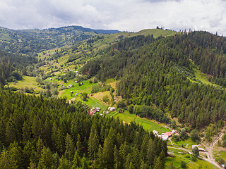 Image showing Houses on mountain valley