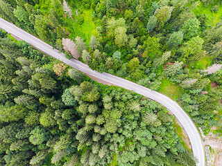 Image showing Highway road in forest, view from above