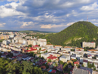 Image showing Aerial view of a mountain city