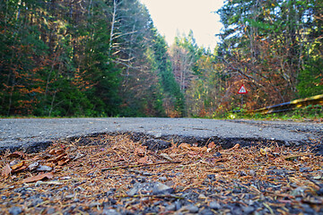 Image showing Asphalt road hole damage