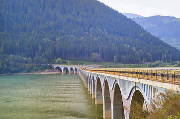 Image showing Stone bridge for highway over river