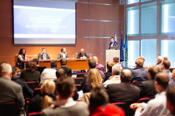 Image showing Speaker giving presentation on scientific business conference.