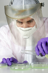 Image showing Scientist working in corona virus vaccine development laboratory research facility.