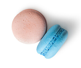 Image showing Two macaroon beige blue top view