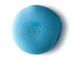 Image showing One blue macaroon top view