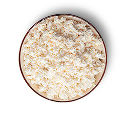 Image showing Cottage cheese in bowl top view