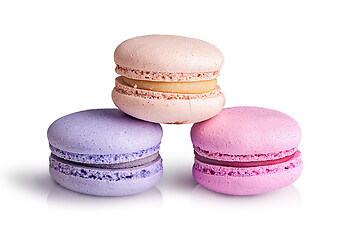 Image showing Three macaroons stacked in a pyramid