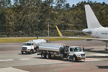 Image showing Fuel Tank Trucks at an airport