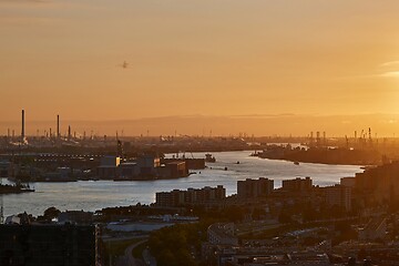 Image showing Rotterdam Port Dusk Panorma from Euromast