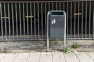 Image showing Dustbin urban street at a bus stop