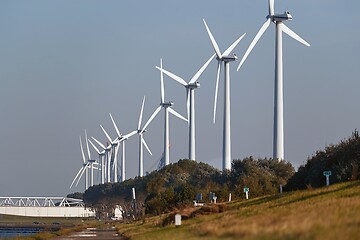 Image showing Wind tubines spinning