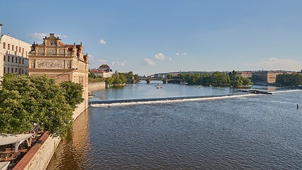 Image showing Prague, River Vltava, Paddle Boats