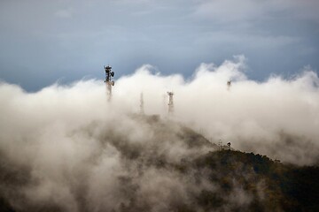 Image showing Transmitter towers on a hill