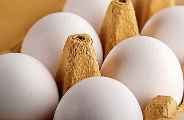 Image showing Eggs in a tray closeup