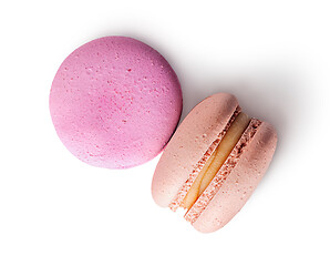 Image showing Two macaroon pink beige top view