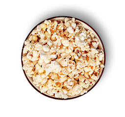 Image showing Popcorn in bowl top view