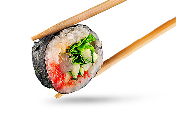 Image showing Roll spicy lollo-Ross with chopsticks