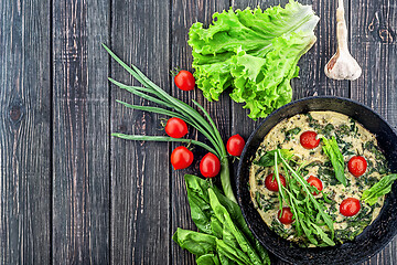 Image showing Fritatta in a pan and ingredients