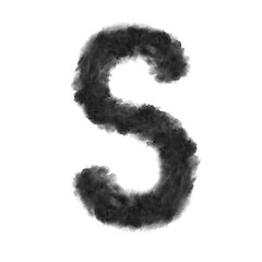 Image showing Letter S made from black clouds on a white background.