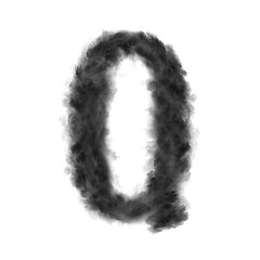 Image showing Letter Q made from black clouds on a white background.