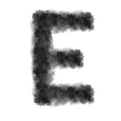 Image showing Letter E made from black clouds on a white background.