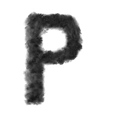 Image showing Letter P made from black clouds on a white background.