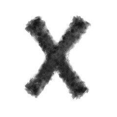 Image showing Letter X made from black clouds on a white background.