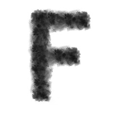 Image showing Letter F made from black clouds on a white background.