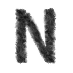 Image showing Letter N made from black clouds on a white background.