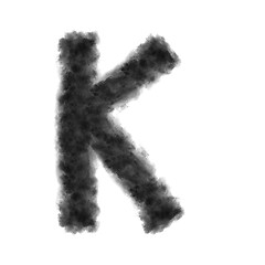 Image showing Letter K made from black clouds on a white background.