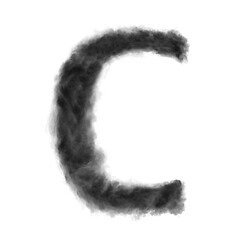 Image showing Letter C made from black clouds on a white background.