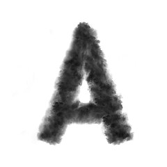 Image showing Letter A made from black clouds on a white background.