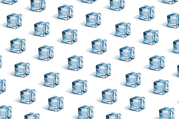 Image showing Horizontal pattern from ice cubes on a white background.