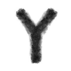 Image showing Letter Y made from black clouds on a white background.