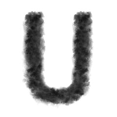 Image showing Letter U made from black clouds on a white background.