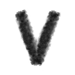 Image showing Letter V made from black clouds on a white background.