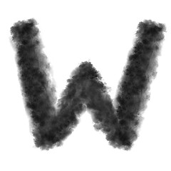 Image showing Letter W made from black clouds on a white background.