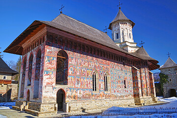 Image showing Exterior frescoes on Moldovita church walls