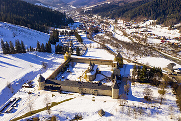 Image showing Aerial view of Sucevita Monastery in Moldavia