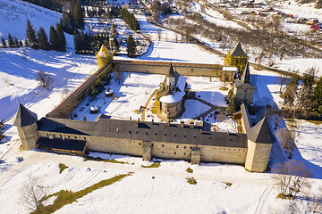 Image showing Sucevita orthodox Monastery in Romania, above view