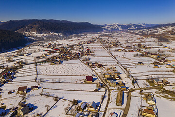 Image showing Aerial view of traditional romanian village