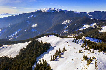 Image showing Winter aerial landscape in Carpathians